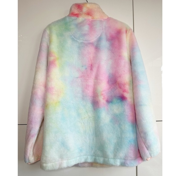 Jen & Co Pastel Tie Dye 1/4 Zip Fuzzy Fleece Size Small Pink Purple Yellow Blue - Picture 6 of 8